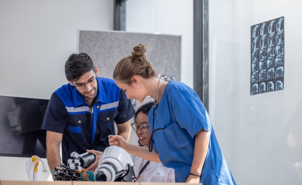 Innovative team including engineer, doctor and surgeon design robotic